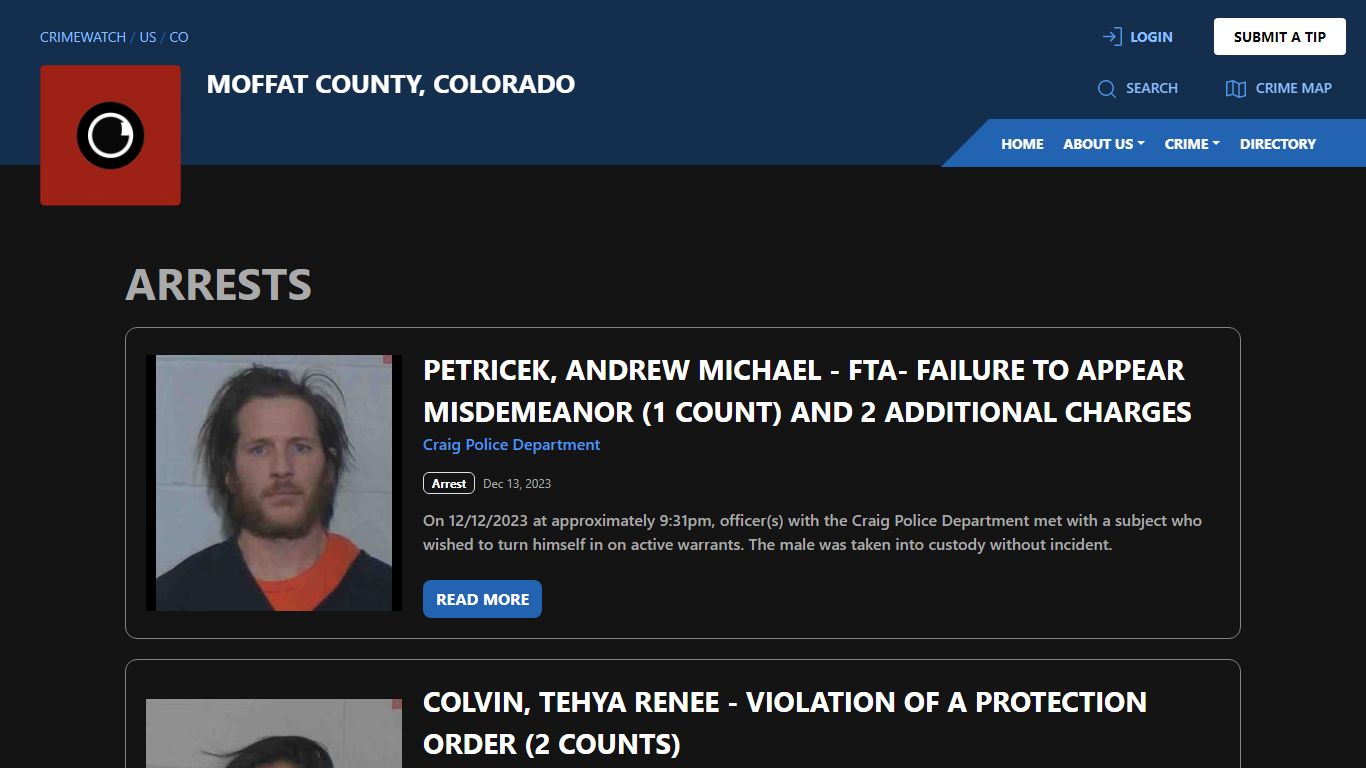 Arrests for Moffat County, Colorado | CRIMEWATCH